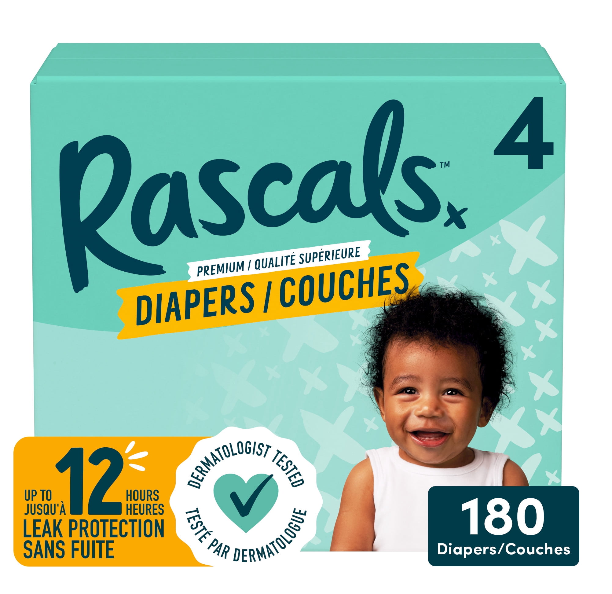 Rascals Premium Absorbent Baby Diapers, 2, Carton, 220 Count