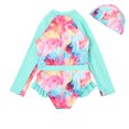 thumbnail image 1 of Kids Girls Rash Guard Swimsuit Ruffle Long Sleeve Sun Protection Girl Bathing Suit 6-7 Years Girls Clothing, 1 of 3