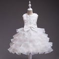 thumbnail image 2 of MIASHUI Robe de Concours pour Filles, Robe de Fête à Volants avec Fleurs, Robe de Bal de Mariage pour Enfants, Robe de Princesse Formelle, Blanc, 5-6 Ans, 2 of 4