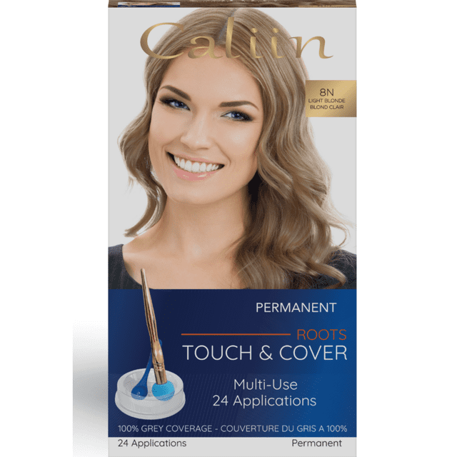 Retouche des Racines Coloration Permanente - 24 Applications, 1 Trousse - Couverture des Cheveux Gris à 100 % - 8N Blond Pâle