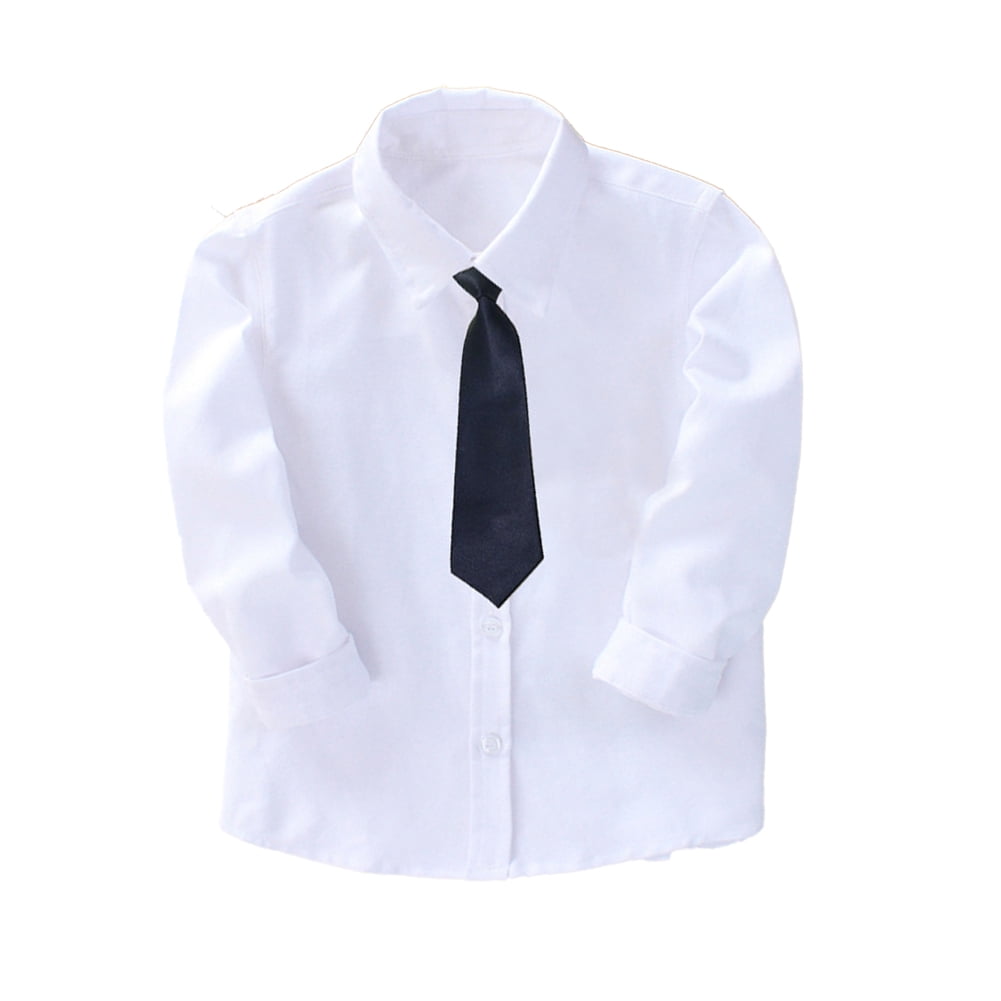 Nmmacb Chemise Habillée à Manches Longues pour Garçons, Col Boutonné, avec Cravate, 2-14 Ans