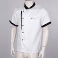 thumbnail image 3 of zdhoor Veste de Cuisine Unisexe pour Hommes et Femmes, Manches Courtes, Uniforme de Travail, Restaurant, Hôtel, Blanc TG, 3 of 7