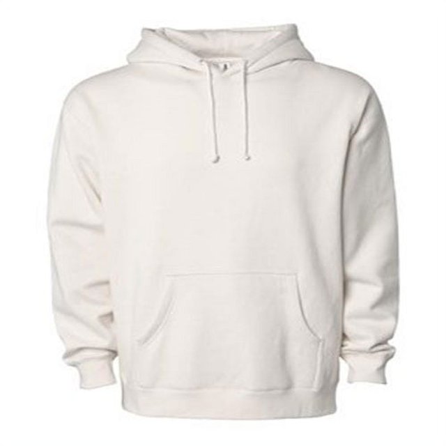 Independent Trading Co. Men's Heavyweight Hooded Sweatshirt in a neutral colour, featuring a front kangaroo pocket, adjustable drawstring hood, and long sleeves. Ideal men's hoodie for casual wear and layering.