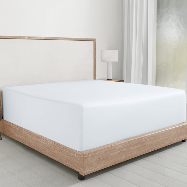 California Design Den Twin XL Fitted Sheet Only - 100% Cotton Sateen, Soft and Breathable - White