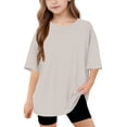 thumbnail image 1 of Hauts d'Été pour Adolescentes 2025 T-Shirts Surdimensionnés à Manches Courtes Chic Décontracté Col Rond Mode, 1 of 5