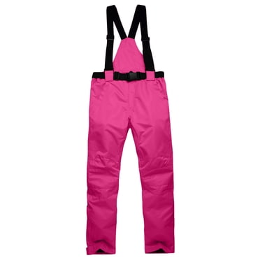 Moxiu Men's Snow Bibs Ski Overalls Baggy Windproof Thickened Insulated Winter Snowboard Pants Hot Pink,S