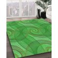 thumbnail image 3 of Ahgly Company Tapis Rond Lavable en Machine Intérieur Transitionnel Vert Néon, 7 Pieds Rond, 3 of 7