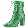 thumbnail image 1 of Unique Bargains Bottines à Paillettes à Talon Bloc à Bout Pointu pour Femmes, 1 of 7