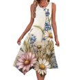 thumbnail image 1 of Ovzne Robes pour Femmes Robe pour Femme Robes pour Femmes Sans Manches Col Rond à Cordon Décontractée à Volants Ligne A Robe Courte Robe de Vacances Imprimée Liquidation, 1 of 7