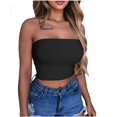 thumbnail image 4 of Haut Court Bustier Tube à Rayures Aguichant pour Femmes, Débardeur, Camisole, Blouse, 4 of 5
