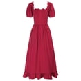 thumbnail image 3 of Pisexur Womens Gothic Dress High Wasit Corset Dress Retro Renaissance Dress Solid Color Short Sleeve Medieval Dress Fashion Flowy Square Neck Drawstring Maxi Dress Ruffle Tunic Cocktail Dress, 3 of 5