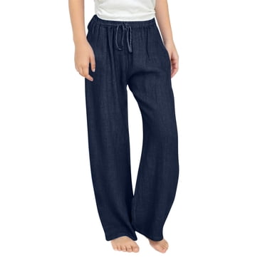 Wide Leg Pants Girls Pants Casual Smocked High Waist Pant Loose Wide Leg Long Trousers 4-14 Years Pants for Girls