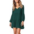 thumbnail image 3 of Follure Femmes Mode Solide V-Cou Lanterne à Manches Longues Flowy Swing Shift Robe en Vrac Robes d'Été pour les Femmes, 3 of 4