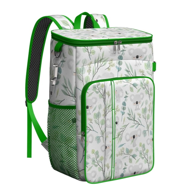 Sac à Dos Glacière au Design Artistique Floral et Léopard - Grande Capacité 20 L, Multiples Poches pour Plus de Commodité
