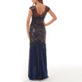 thumbnail image 4 of Mrat Wedding Guest Dresses Mode Femmes Confortable Décontracté Assemblé Gaze à Paillettes Manches Courtes Col Rond Robe Longueur Cheville Grande Taille Robes P-715 Bleu TG, 4 of 4