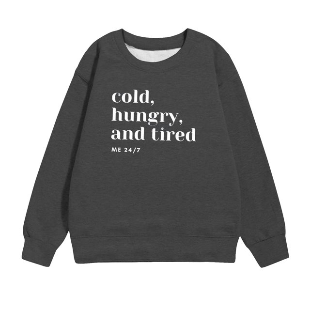 Hauts d'Hiver pour Bébé Rabais Filles Chandail à Col Rond Surdimensionné Mode Enfants Chandail à Manches Longues Hauts 1-12 Ans Hauts à Manches Longues pour Bébé Gris Foncé 1-2T