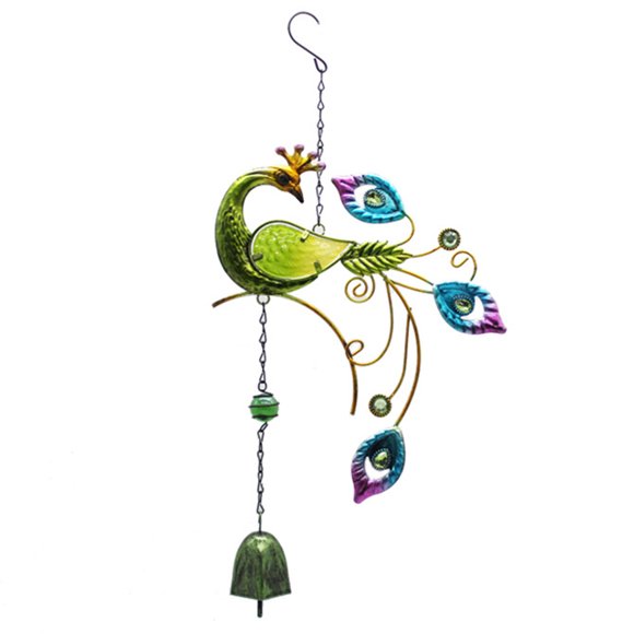 Labymos Glass Wind Chime Peacock Shaped Hanging Ornament Bell Wind Chimes Thanksgiving Day Home Outdoor