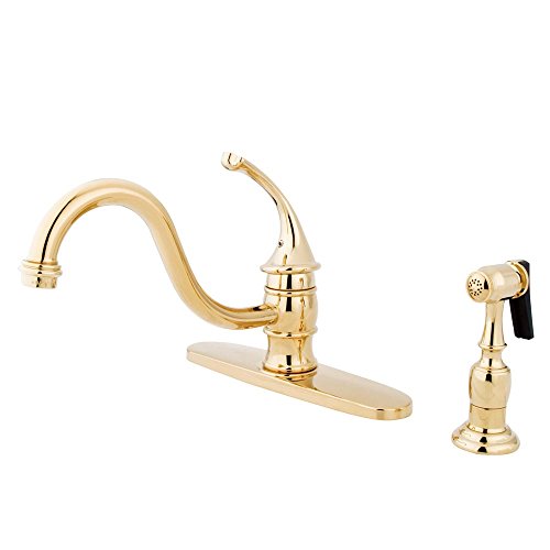 Kingston Brass Georgian Single Handle 8" Kitchen Faucet with Brass Sprayer