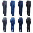 thumbnail image 3 of 2021 Pantalon de Yoga de Sport Taille Haute pour Femmes Séchage Rapide Respirant Extensible Compression Pantalon Court Bleu#01, 3 of 5