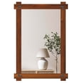 thumbnail image 1 of Costway 35 x 24 Inch Shatterproof Wall Mirror with Acacia Wood Frame & Vintage Rivet Design, 1 of 10