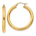thumbnail image 1 of 14K Yellow Gold Polished 4mm Lightweight Round Hoop Earrings, 1 of 3