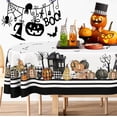 thumbnail image 2 of Oval Halloween Tablecloth 60x102 Inch,Horror Pumpkin Castle Skull Oval Tablecloth,Polyester Waterproof Wrinkle-resistant and Durable Tablecloth,Suitable for Halloween,Party,Kitchen and Home Decor, 2 of 6