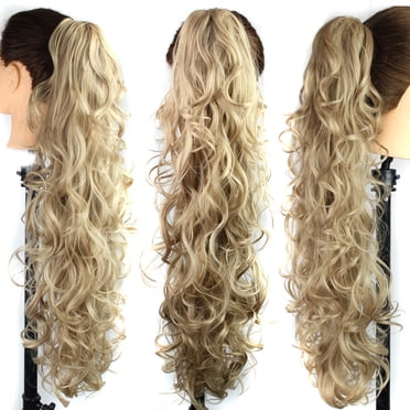 EGNMCR Wigs Human Hair Long Clip-in Curly Claw Jaw Ponytail Clip In Hair Extensions Wavy Hairpiece wig hair