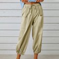 thumbnail image 2 of Timegard Womens Cotton Linen Pants Elastic Waisted Drawstring Cinch Bottom Button Casual Loose Pants, 2 of 7