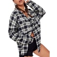 thumbnail image 2 of Women Plaid Flannel Shirt Jacket Button Down Lapel Long Sleeve Shirts Blouse Shacket Cardigan Coats Fall Spring Clothes, 2 of 7