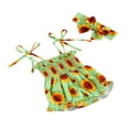 thumbnail image 2 of Bébé Sans Manches Taille Haute Été Nourrissons Floral Romper + Bandeau, 2 of 8