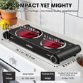 thumbnail image 2 of CUSIMAX 1800W Portable Double Burner Hot Plate,Electric Stove with Adjustable Temperature Control, Ceramic Glass Infrared Cooktop, Compatible with All Cookware, 2 of 8