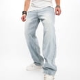 thumbnail image 4 of Sentmoon Mens Jeans Denim Jeans Oversized Men's Solid Color Basic Jeans Loose Wide Leg Straight Leg Pants for Everyday Wear and Comfortable Mint Green S, 4 of 8
