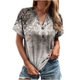 thumbnail image 1 of Birdeem Mode Femme Été Col en V Loisirs Manches Courtes Boutons Hauts Imprimés, 1 of 6