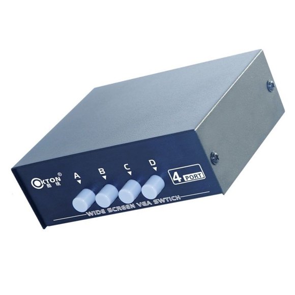 NATEFEMIN FCC Compliant 4-Port VGA Switch Box Manual Operation for Sharing 1 Monitor/Projector with 4 Computers