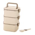 thumbnail image 1 of Abbracc Adult Lunch Box Microwave Lightweight Reusable Bento Box for Work Dining Out 3 Layers Beige, 1 of 9