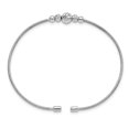 thumbnail image 3 of Diamond2Deal 925 Sterling Silver Rhodium-plated D/C Beaded Cuff Bangle for Women, 3 of 6