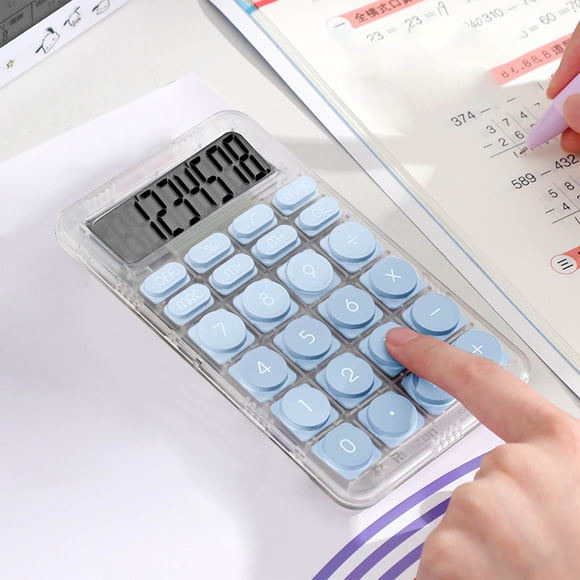 Clear Mini 8-Digit Calculator - Portable Basic Calculator with LCD Display for School Supplies, Students & Home Office Use
