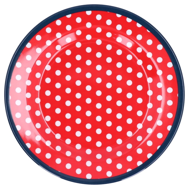 Decorative Dessert Plate, 9in Practical Dinner Plate Exquisite Small Reusable Beautiful For Fruits Desserts, Cakes And Salads For Condiments Candies, Snacks Red Dot