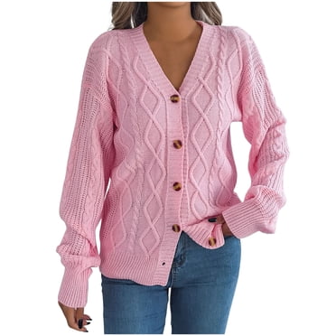 Pisexur Cardigans pour Femmes, Chandails Légers de Couleur Unie en Tricot, Vestes et Chemisiers Cardigan Tendance à Col en V avec Boutons, Cardigans d'Automne pour Femmes, Manches Longues Décontractées, Chandails Cardigan Amples, Hauts