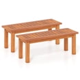 thumbnail image 1 of Costway 2 PCS 2-Person Outdoor Backless Bench with Slatted Seat Rustic Wooden Entryway Bench, 1 of 7