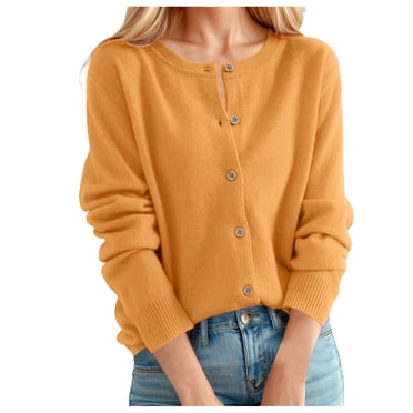 Women'S Cardigan Sweater Classic Crew Neck Button Collar Knit Front Open Women'S Cardigan Xl