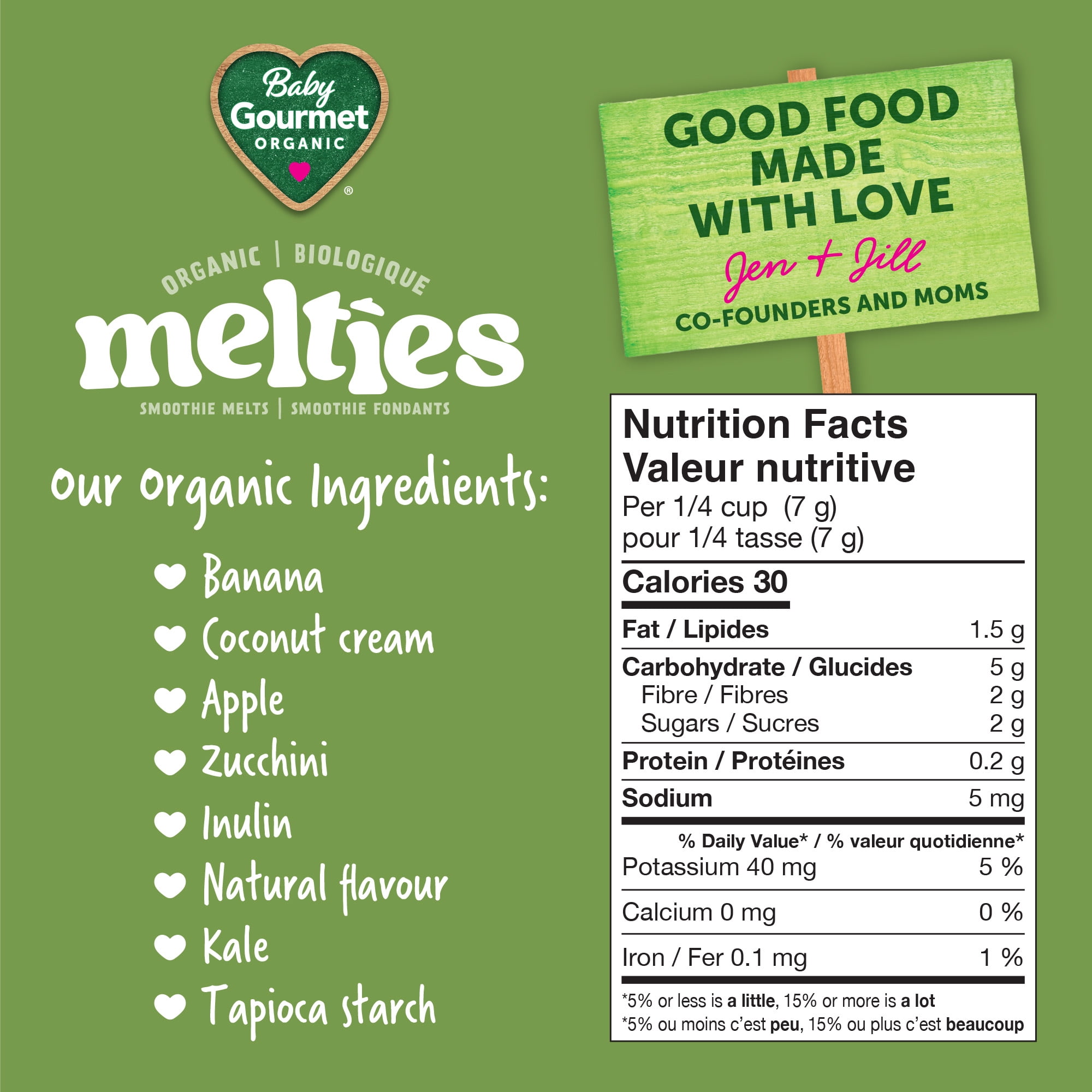 Fondants biologiques Melties™ légumes verts fruités et crème de noix de coco pour bébé de Baby Gourmet®