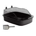 thumbnail image 1 of MERIGLARE Cat Litter Box Cat Sand Basin with High Side Cat Litter Container Durable black, 1 of 9