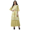 thumbnail image 1 of Moomaya Printed High Low Crop Top Kurti Palazzo Set Ethnic Indian Clothing Set For Womens, 1 of 8