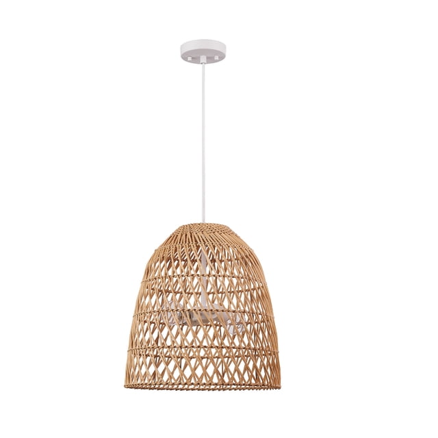 Globe Electric 2-Light Chandelier with Natural Bamboo and Rattan Shade, Asian Inspired Style
