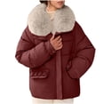 thumbnail image 2 of Jienlioq Manteau Matelassé d'Hiver pour Femme Veste à Capuche Décontractée Colorée à Manches Longues Rouge 2TG, 2 of 7