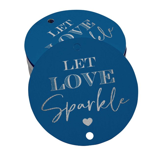 Inkdotpot Silver Foil Paper Hang Tags Let Love Sparkle Wedding Favor Tags 100 Pieces