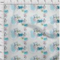 thumbnail image 3 of oneOone Silk Tabby Turquoise Blue Fabric Stamps & Direction Compass Travel Craft Projects Decor Fabric Printed By The Yard 42 Inch Wide, 3 of 4