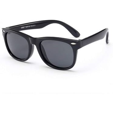 Boys and Girls Kids Sunglasses Rubber UV400 Flexible Frame Polarized Sunglasses for Kids Ages 3-10 (Black)