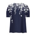 thumbnail image 4 of Pisexur Hauts pour Femmes, Hauts de Sortie pour Femmes & T-Shirt à Manches Courtes Col Rond Imprimé, Haut Ample, Hauts de Printemps pour Femmes Marine, 2TG, 4 of 5